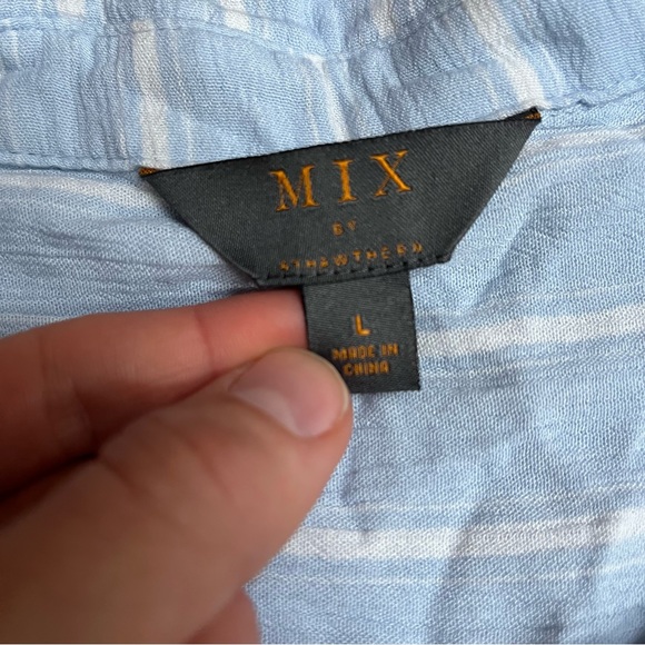 MIX by 41 Hawthorne Blue White Stripe Button Down L - Picture 2 of 4